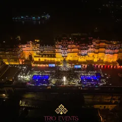 I specialize in executing weddings on a magnificent scale, transforming entire heritage properties like Udaipur's City Palace into a breathtaking backdrop for your love story. This aerial view captures the sheer grandeur of a Sangeet night I planned.