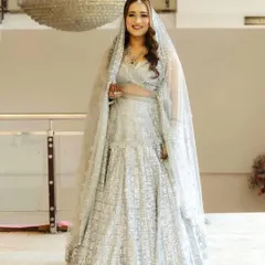 A modern bride in a stunning silver lehenga. I gave her a dewy, fresh makeup look that felt light and looked absolutely elegant for her Anand Karaj.