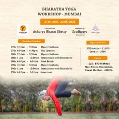 We are thrilled to host my own guru, Acharya Bharath Shetty, for a Bharatha Yoga workshop. This is a rare opportunity to learn Mysore Sadhana, backbends, and inversions from a true master.