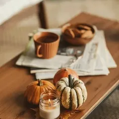 There's nothing like a scented candle to welcome the autumn season. This image captures a cozy fall moment with one of my jar candles, perfect for creating a warm and inviting space on a cool day.