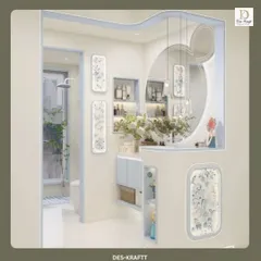 This overview shot displays the clever layout of the compact bathroom, where every element, from the shower to the vanity, is thoughtfully placed.