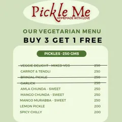 A special offer for our vegetarian customers. Buy any three of our veggie pickles and get one absolutely free. This offer is valid only until stocks last.