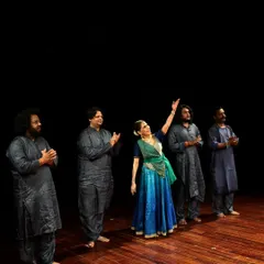 The finale of "Immersed," with Aditi Mangaldas and her troupe of musicians. Our dance productions are often accompanied by exceptional live music.