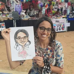 A very happy customer from the "Ten Thousand Treasures" event at Jayamahal Palace Grounds. I love the energy of drawing at live markets.