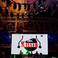 A full view of the stage setup at Gypsy Tower. A powerful sound system and a large LED screen are essential for delivering a high-impact performance.