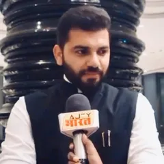 Giving an interview to Aaj Bharat, where I discussed contemporary legal issues and their impact on society.