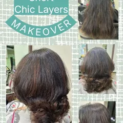 A "long to short" makeover resulting in a chic layered style. This cut adds significant volume and shape, creating a bouncy and youthful look.