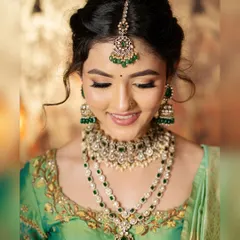 A close-up showcasing the intricate makeup and jewelry I coordinated for this traditional photoshoot. Every detail is chosen to complement the ethnic attire.