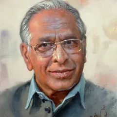 A portrait is more than a likeness; it's about capturing a person's spirit. This acrylic on canvas portrait of my late art teacher, Kamlakar Yardi Sir, is an example of how I create memorial portraits that honor a person's legacy and soul.