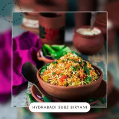 A vegetarian delight, my Hyderabadi Subz Biryani is cooked with fragrant basmati rice, mixed vegetables, and exotic spices. This dish brings the authentic taste of Hyderabadi cuisine to your event.