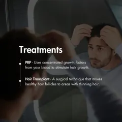 My primary treatments for hair loss are PRP and hair transplants. PRP is a non-surgical option that uses your blood's growth factors to stimulate follicles, while a transplant is a surgical technique that moves healthy follicles to thinning areas for a permanent fix.