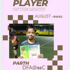 Celebrating Parth, our Player of the Month for August. His incredible talent and dedication light up the field, showing a bright future ahead.