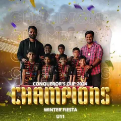 Our U11 team stands victorious at the Conqueror's Cup 2024. This win was part of a clean sweep where we won the U9, U11, and U15 categories.