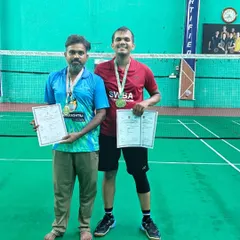 A champion and his mentor. Our para-athlete coach Ashish with his own coach, celebrating his double gold medal win in the SU5 category.