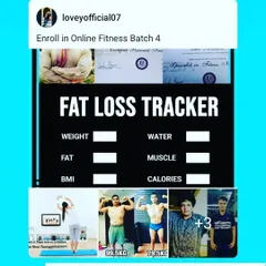 This shows the core of my program: the Fat Loss Tracker. We monitor key metrics like weight, fat percentage, and BMI, combined with online group classes for a complete solution.