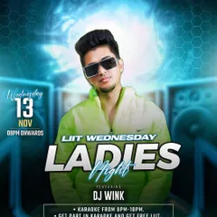 Another poster for my 'LIIT Wednesday' residency at Indigo XP. This one highlights the addition of karaoke, showing how I can incorporate different entertainment elements into my DJ nights.