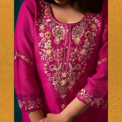 The magic is in the details. This is a close-up of the intricate floral and zardosi embroidery on one of my custom kurta sets. I am very particular about using high-quality fabrics and handwork to create pieces that feel truly special.