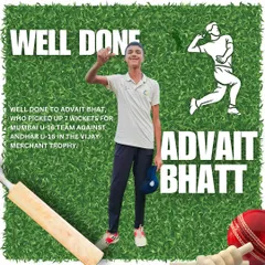 A standout performance from Advait Bhat, who took an incredible 7 wickets for the Mumbai U-16 team against Andhra Pradesh in the Vijay Merchant Trophy.