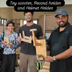 The best part of my work is seeing the pride on my students' faces. Here are some amazing projects from a weekend workshop: a toy scooter, a vinyl record holder, and a custom helmet stand. You can build something amazing too.