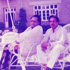 A rare photograph of the iconic singer Kishore Kumar with my founder, Mr. Saini, in Shimla. This was taken after a successful show I organized, reflecting the personal bonds I've shared with these great artists.