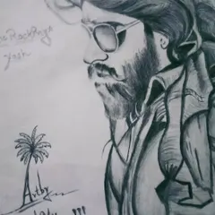 A pencil sketch of "Rocky Bhai" from the movie KGF. This is a fan art piece dedicated to the powerful persona of actor Yash.