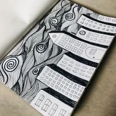 Sometimes I just need to scribble to find my way back to my body. This is a pattern drawing inspired by starry night, created without any agenda, just for the joy of making lines.