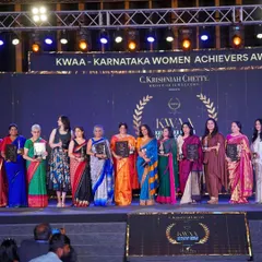 A group photograph of all the awardees at the KWAA event. A wonderful celebration of women's contributions in various fields.
