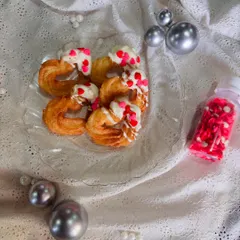 A full view of a platter of my heart-shaped churros, showcasing how they look when served together. This image gives a good idea of what a full order looks like, perfect for sharing with friends and family.