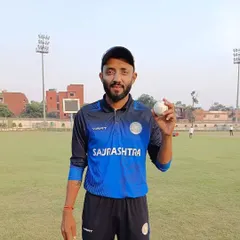 A record-breaking moment during the Vijay Hazare Trophy at our complex. Saurashtra's Dharmendrasinh Jadeja showcases the ball after his incredible bowling spell. Hosting such performances is a testament to the quality of our pitch and facilities.