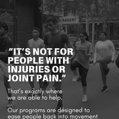 Let's clear this up right away. If you're dealing with an injury or joint pain, you are exactly who we are here to help. Our programs are specifically designed to ease you back into movement safely, with expert support every step of the way.