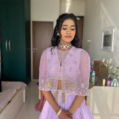 A serene shot of this client, her makeup looking soft and beautiful.