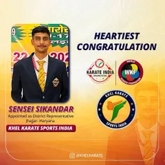 I am honored to be appointed as the District Representative for Khel Karate Sports India. This role allows me to promote authentic karate and martial arts in the Jhajjar district of Haryana.