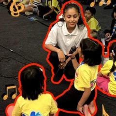 A young girl gets her first chance to sing into a microphone during our summer camp. These moments are magical, sparking a child's dream of becoming a performer.
