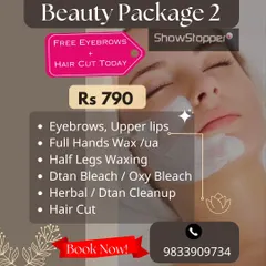 This beauty package is a step up, including essentials like waxing and threading, plus a Dtan or Oxy bleach and a refreshing herbal or Dtan cleanup for your face.
