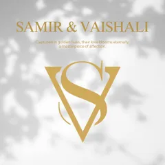 A classic and elegant monogram designed for Samir and Vaishali. The interlocking 'S' and 'V' are crafted in a timeless gold, symbolizing their union. This logo was used across their entire wedding stationery suite for a touch of class.