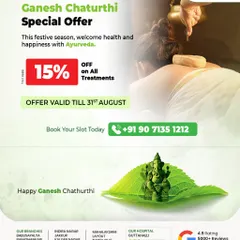 We celebrated Ganesh Chaturthi with a special offer, inviting everyone to welcome health and happiness with Ayurveda. This festive discount on all our treatments was our way of sharing the gift of wellness with our community.