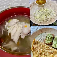 Healing after delivery starts from the inside. This is what my plate looked like two weeks postpartum: nourishing, home-cooked meals like chicken soup, omelets, and balanced Indian dishes to support recovery and breastfeeding.