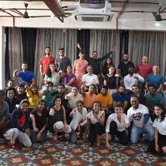A group photo with all the teachers and participants after a combined class at the festival. The sheer number of people shows the scale and energy of this annual event.
