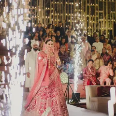 A bride’s entry should feel like a story unfolding. We lined the pathway with pyrotechnics, creating a dramatic and emotional aisle for her to walk toward her new beginning.