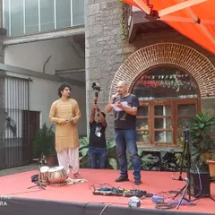 On stage at the College of Engineering, Pune (COEP) for judging duties at their annual festival. It's inspiring to see the talent and enthusiasm of young musicians.