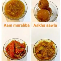 Here is another selection of my homemade products. This includes my sweet and tangy Aam Murabba, whole Aakha Aawla Murabba, spicy Lal Mirchi Achar, and tangy Aawla Achar. There is a flavor for everyone in the family.