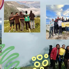 More snapshots of our groups bonding in the mountains. From putting arms around each other to posing with our banner, it's all about the shared journey.