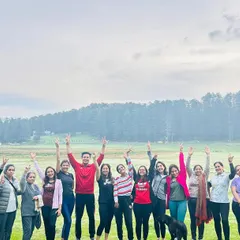 The joy and energy of our group after a refreshing morning meditation session in Khajjiyar. We come together as strangers but through shared experiences in nature, we build a bond that feels like family.