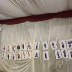 Another view of my Raj Kapoor caricature collection on display at the festival in Ayodhya. Each piece represents an iconic role from his career.
