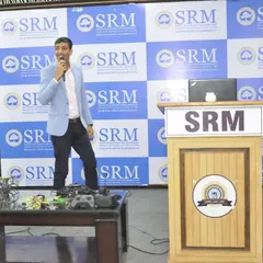 On stage at SRM University, sharing my passion and knowledge about the drone industry with the next generation of engineers and entrepreneurs.