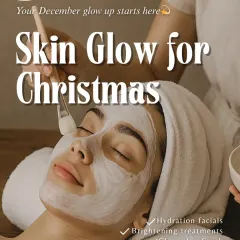 Getting your skin ready for a special occasion starts here. This is a brightening facial in progress, where I apply a targeted mask to hydrate the skin, even out the tone, and create a smooth, party-ready 'glass-skin' finish.