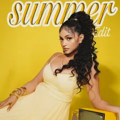 Another creative from our "Summer Edit" campaign, featuring a model with a high curly ponytail against a bright yellow background, embodying the energy of the season.