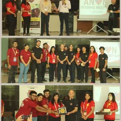 Collage of our team receiving accolades and interacting with participants at the ANON event.