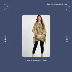 Summer style is about feeling confident and put together. Here, we feature a comfortable and chic cotton printed kaftan, a perfect example of a trend-right look for the season.