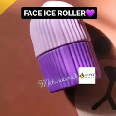 A product shot of the Face Ice Roller in a pretty purple color. It's a simple tool that you just fill with water, freeze, and then roll over your skin for a calming, cooling massage.